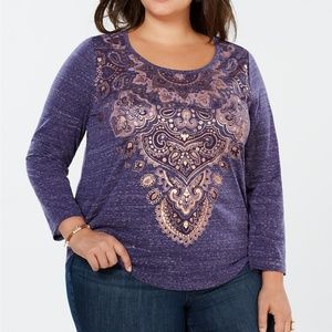NWT Style & Co Plus Size Metallic Graphic Top